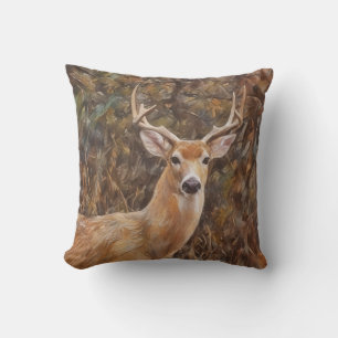 Deer Art Nature Wildlife Throw Pillow