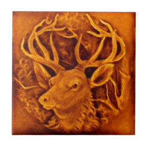 Deer Art Nouveau Tile