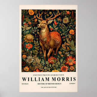 Deer Art Print William Morris Style, Botanical