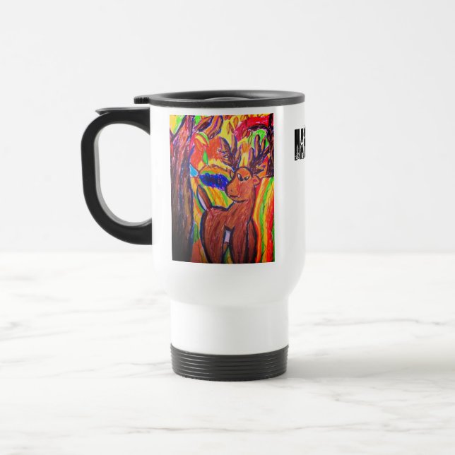 deer art travel mug (Left)