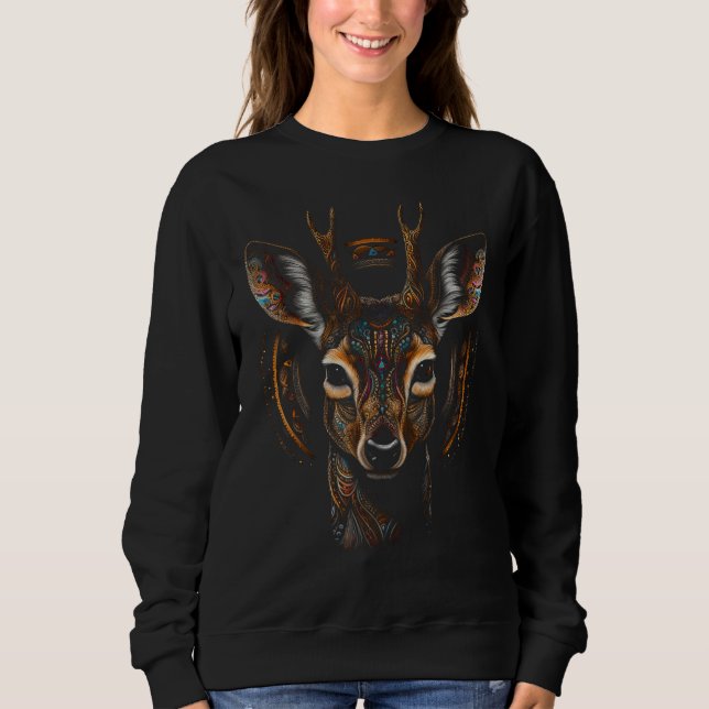 Deer Artwork Mandala  Animal Deer Sweatshirt (Front)