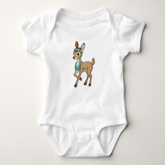 Deer at Fitness with Towel Baby Bodysuit (Front)