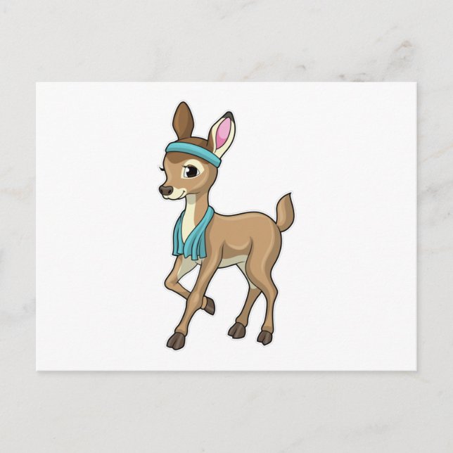 Deer at Fitness with Towel Postcard (Front)