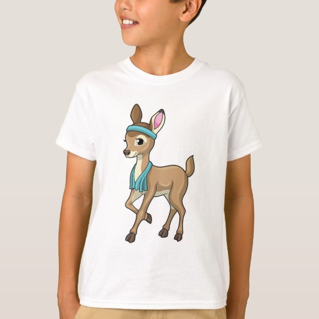 Deer at Fitness with Towel T-Shirt (Front)