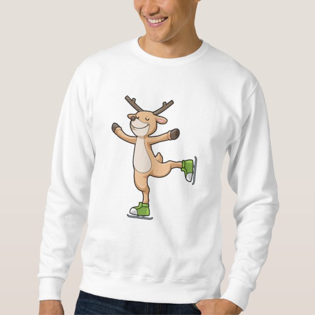 Deer at Ice skating with Ice skates Sweatshirt (Front)
