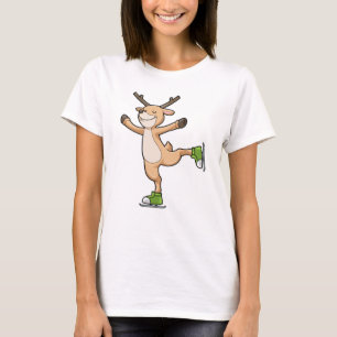 Deer at Ice skating with Ice skates T-Shirt