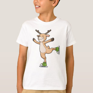 Deer at Ice skating with Ice skates T-Shirt