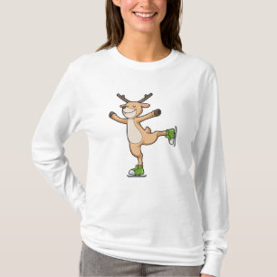 Deer at Ice skating with Ice skates T-Shirt
