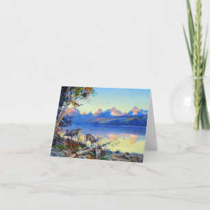 Deer at Lake McDonald by Charles Marion Russell Thank You Card