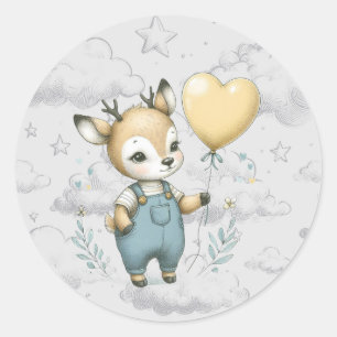 Deer Baby Shower Classic Round Sticker