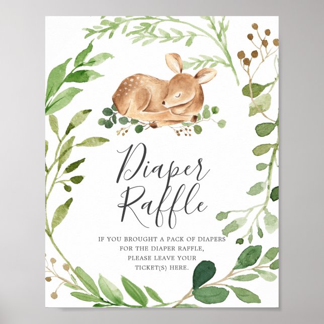 Deer Baby Shower Diaper Raffle Sign (Front)