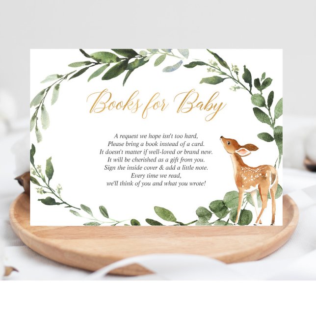 Deer baby shower gold greenery book request insert (Creator Uploaded)