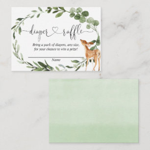 Deer baby shower greenery diaper raffle cards