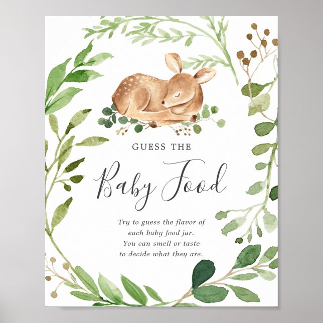 Deer Baby Shower Guess The Baby Food Poster (Front)