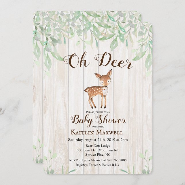 Deer Baby Shower Invitation (Front/Back)