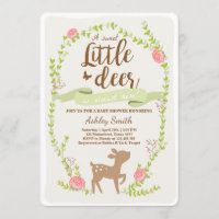 Deer baby shower invitation Woodland Girl pink