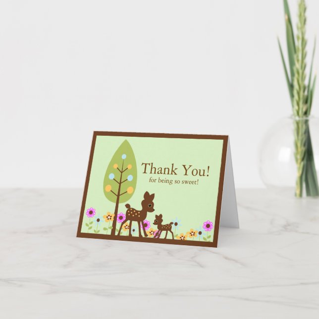 Deer Baby Shower Thank You Note Card (Front)