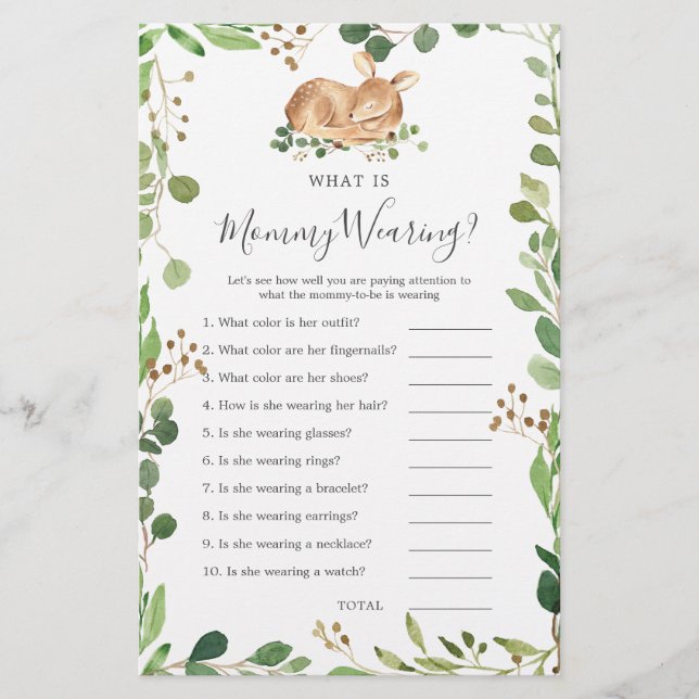 Deer Baby Shower What is Mummy Wearing (Front)