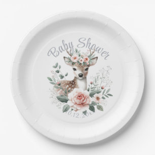 Deer Baby Shower Woodland Animal Paper Plate