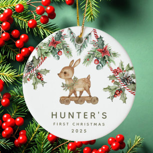 Deer Baby's First Christmas  Ceramic Tree Decoration