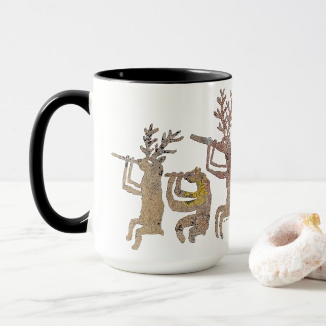 Deer Bear Elk Flute Player Mug (With Donut)