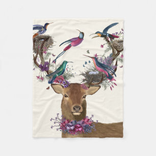 Deer Birdkeeper, Tropical Bird Nests Fleece Blanket