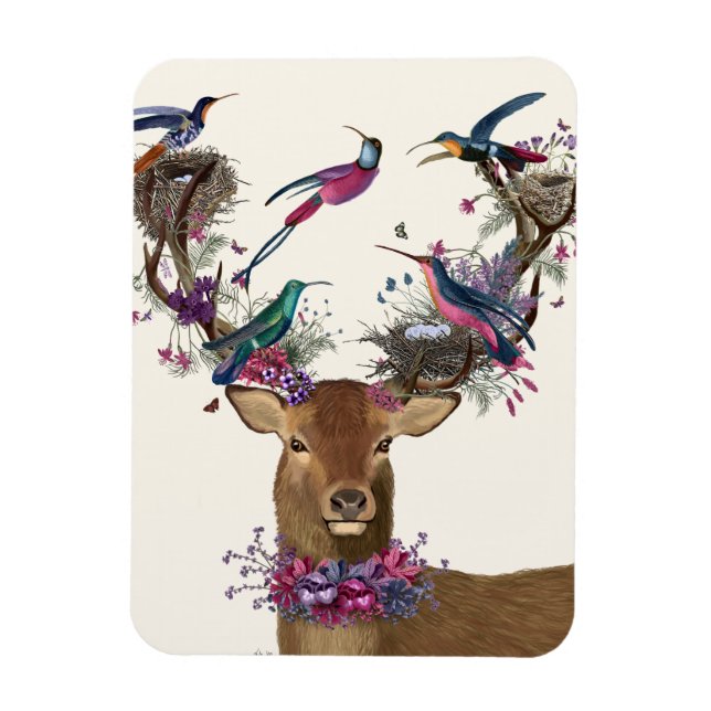Deer Birdkeeper, Tropical Bird Nests Magnet (Vertical)