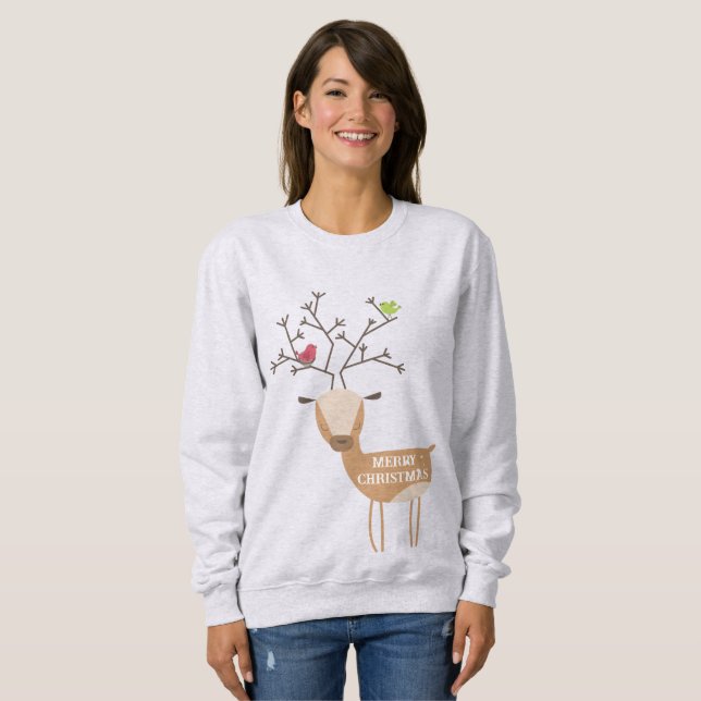 Deer Birds Christmas Sweatshirt (Front Full)
