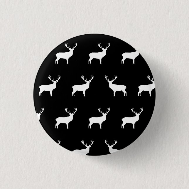 Deer - Black And White Button (Front)
