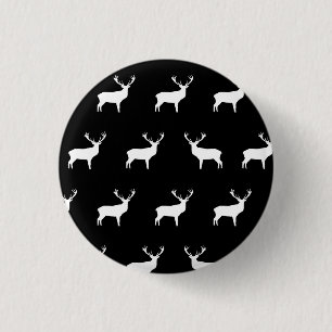 Deer - Black And White Button