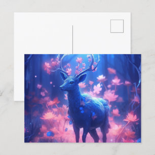 Deer Blue Light Postcard