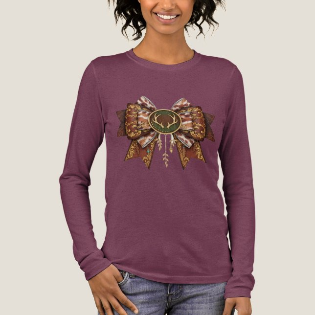 deer bow coquette style Tri-Blend shirt (Front)