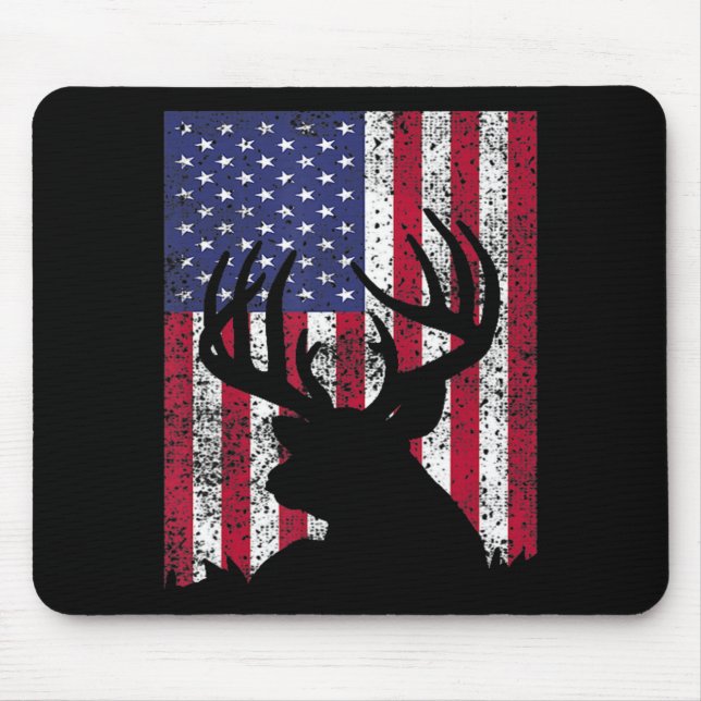 Deer Bow Hunting Tee Whitetail Hunter American Fla Mouse Pad (Front)