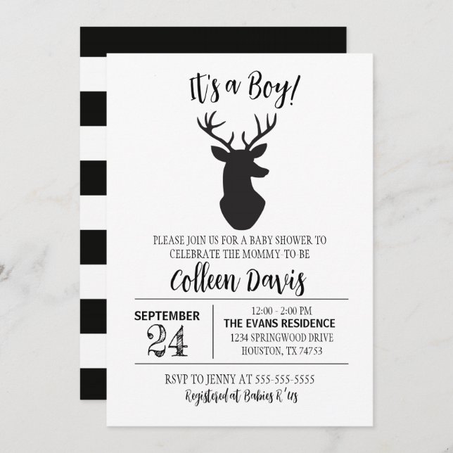 Deer Boy Baby Shower Invitation (Front/Back)