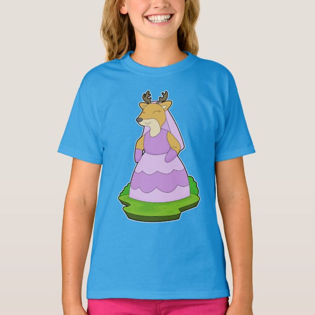 Deer Bride Veil Wedding T-Shirt (Front)