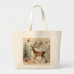Deer Buck Forest Scene Christmas Tote Bag
