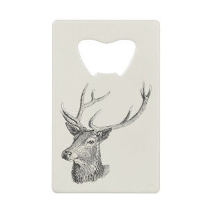 Deer Buck Head with Antlers Black and White Art