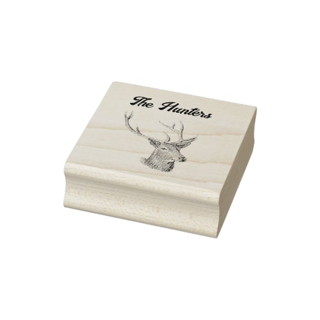Deer Buck Head with Antlers Black and White Art Rubber Stamp (Stamp)