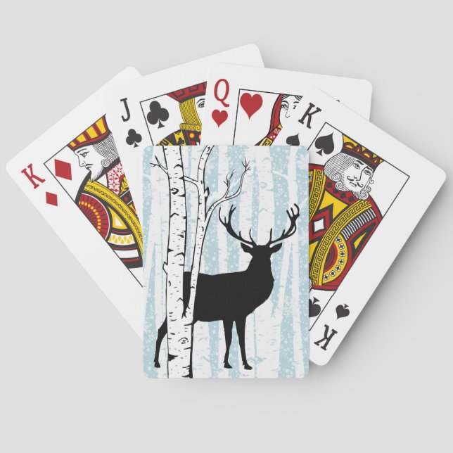 Deer Buck in Birch Forest Playing Cards (Back)