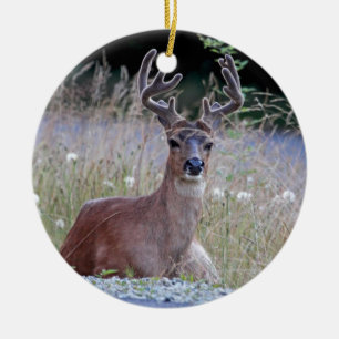 Deer Buck Lying Down Ceramic Tree Decoration