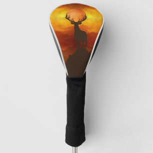 Deer Buck on top of Mountain with sunset Golf Head Cover