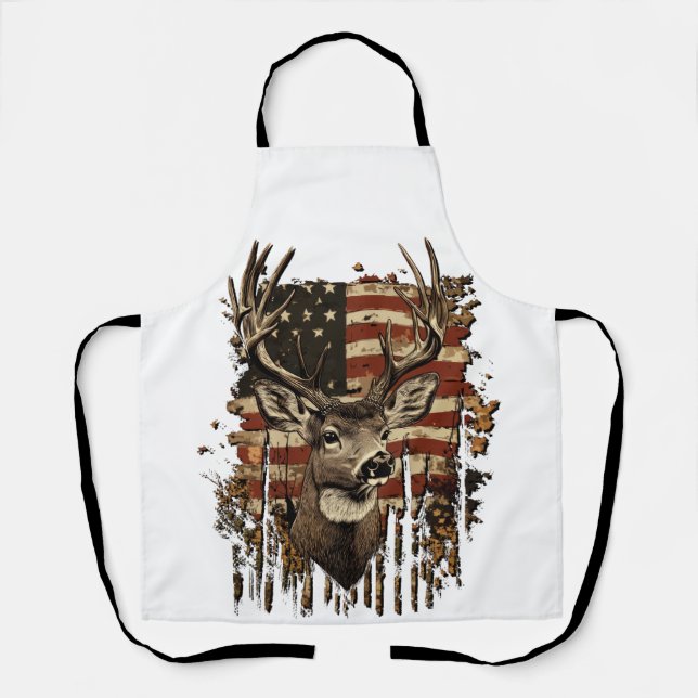 Deer, Buck Season USA Flag Apron (Front)