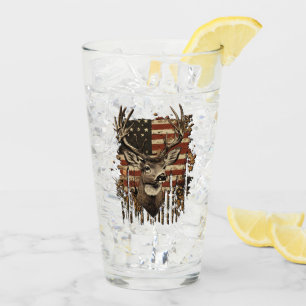 Deer, Buck Season USA Flag Glass