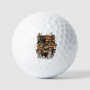 Deer, Buck Season USA Flag Golf Balls