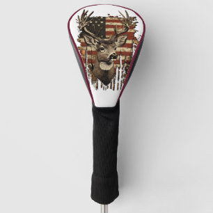 Deer, Buck Season USA Flag Golf Head Cover
