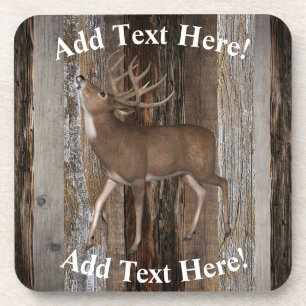 Deer Buck Vintage Wood  Rustic Wood Coaster