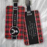Deer Buffalo Plaid Red Black Monogram Luggage Tag<br><div class="desc">Liven up your luggage with this personalised design that's perfect for travellers</div>