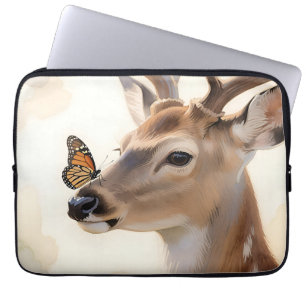Deer Butterfly Watercolor Laptop Sleeve