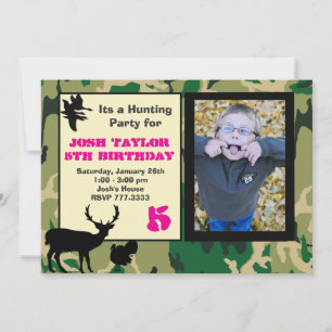 Deer Camo Hunting Birthday Invitation