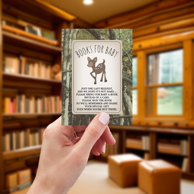 Deer Camouflage Baby Shower Book Request Enclosure Card (Creator Uploaded)